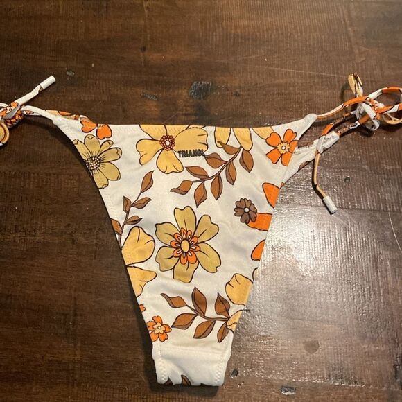 Triangl Swimwear Floral Bikini Bottom - Yellow and White medium - Picture 2 of 7